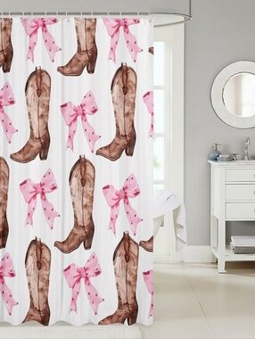 NEW! Cowgirl Boots & Bows Shower Curtain